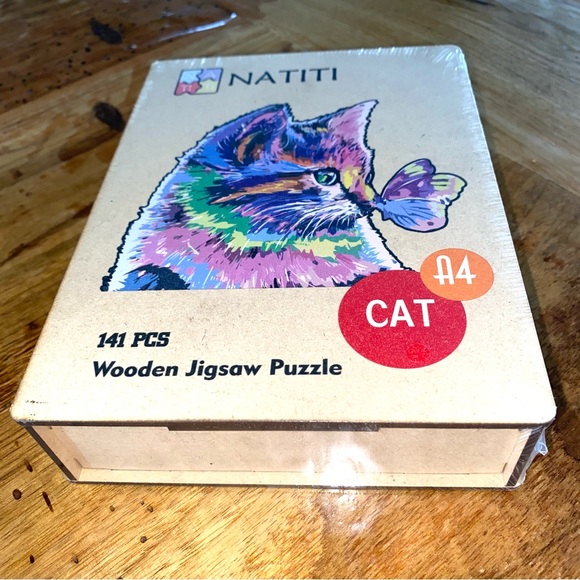 SOLD NIP NATITI Wooden Cat Jigsaw Puzzle 141 Pieces - Picture 6 of 6